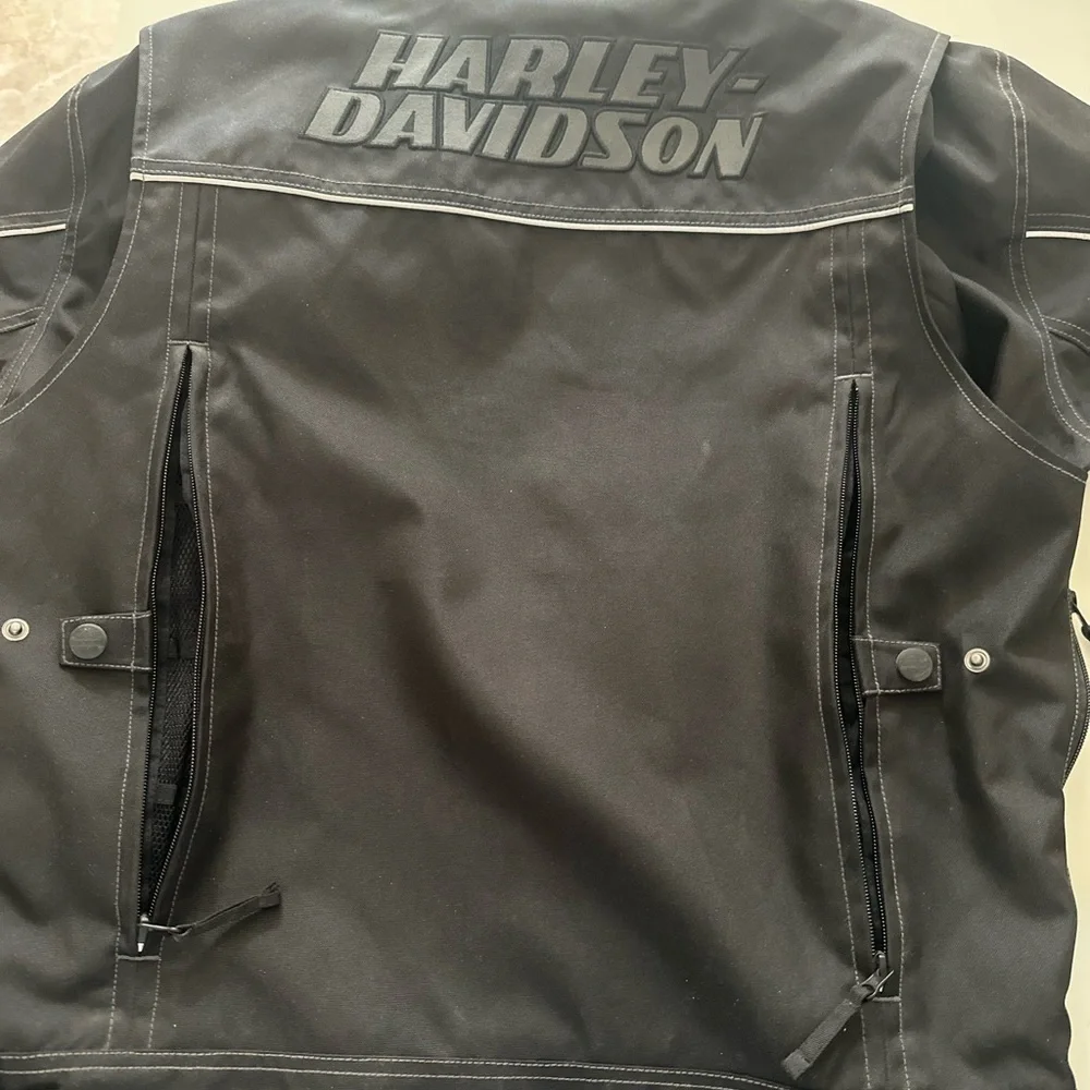 Harley-Davidson Black Motorcycle Field Jacket with Gray Accents